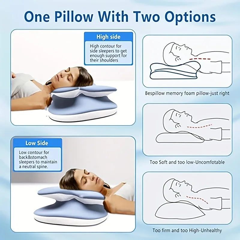 Contoured Memory Foam Pillow – Ergonomic Neck Support