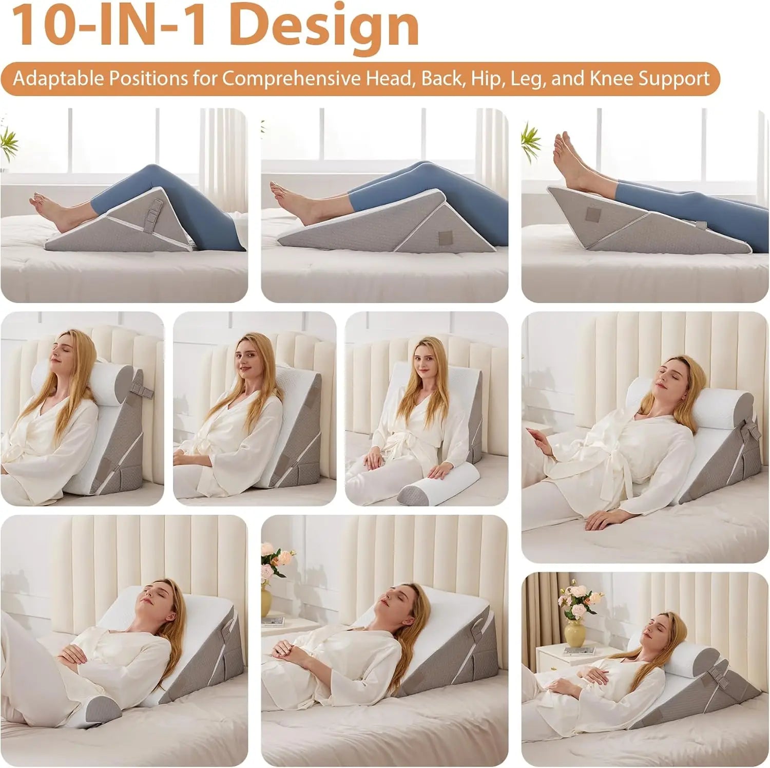 Adjustable Wedge Pillow Set – Ergonomic Support & Better Sleep