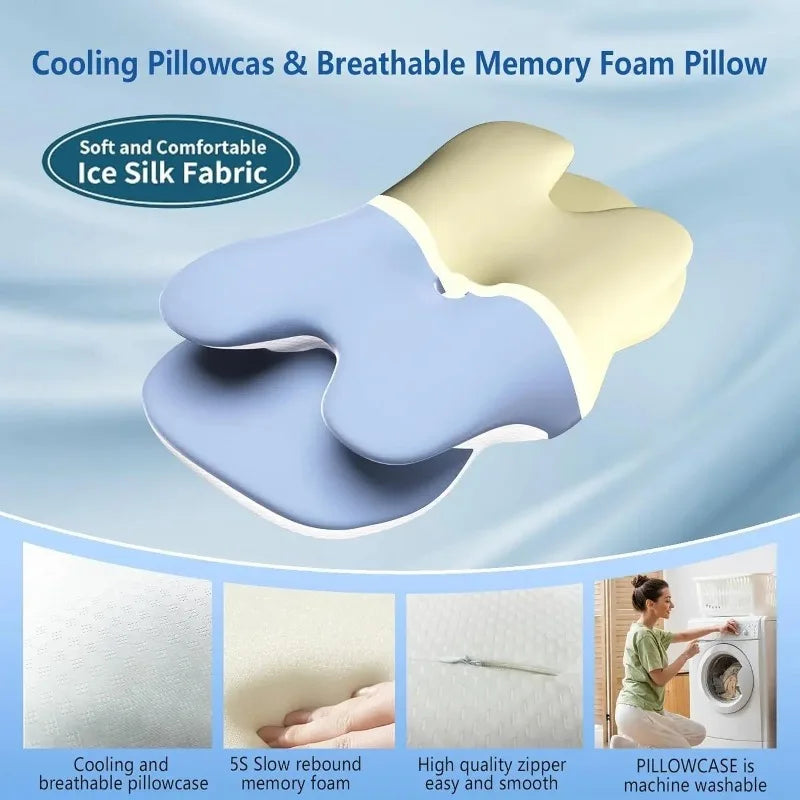 Contoured Memory Foam Pillow – Ergonomic Neck Support