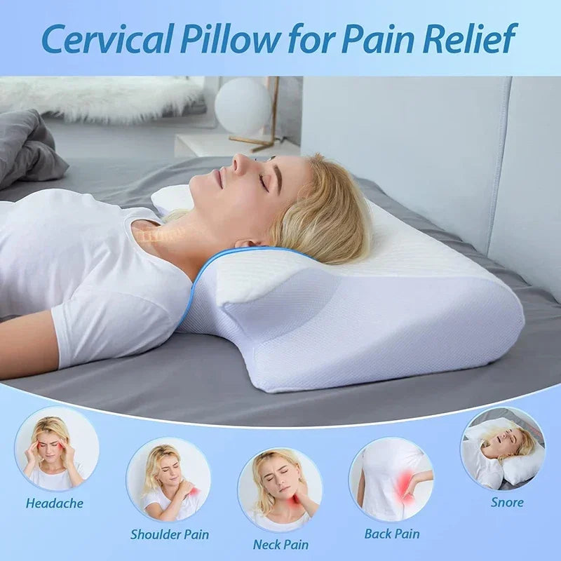 Ergonomic Memory Foam Pillow – Neck Pain Relief & Cervical Support