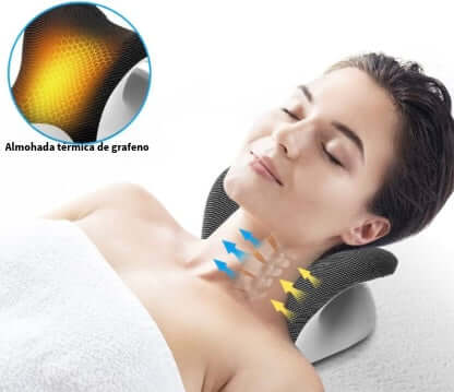 Almohada Cervical Ortopédica de Tracción con Masaje, Corrector de Curvatura, Alivio de Dolor de Cuello y Espalda