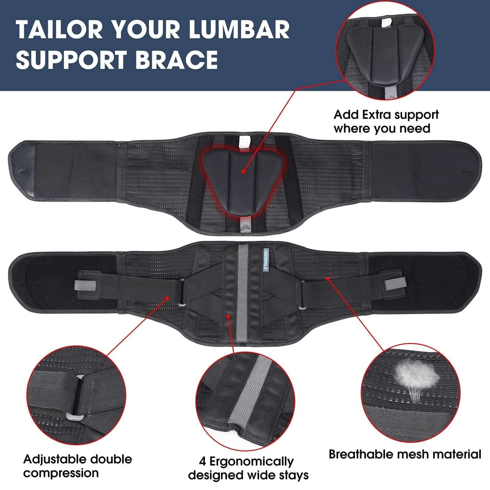 Back Brace for Lower Back Pain Women, Back Support Belt for Men,Back Support Brace for Lifting at Work, Brace for Pain Relief, Herniated Disc, Sciatica, Scoliosis and More (Black,S/M Fit 23