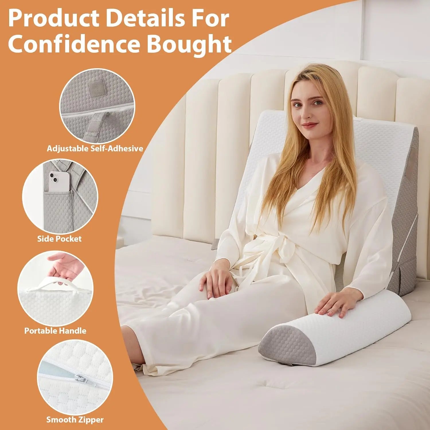 Adjustable Wedge Pillow Set – Ergonomic Support & Better Sleep