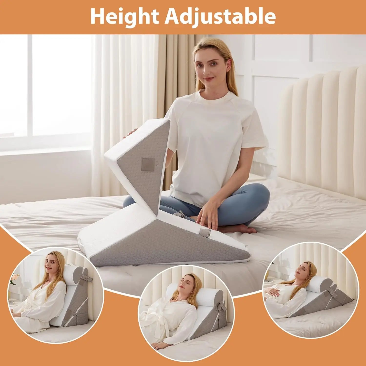 Adjustable Wedge Pillow Set – Ergonomic Support & Better Sleep