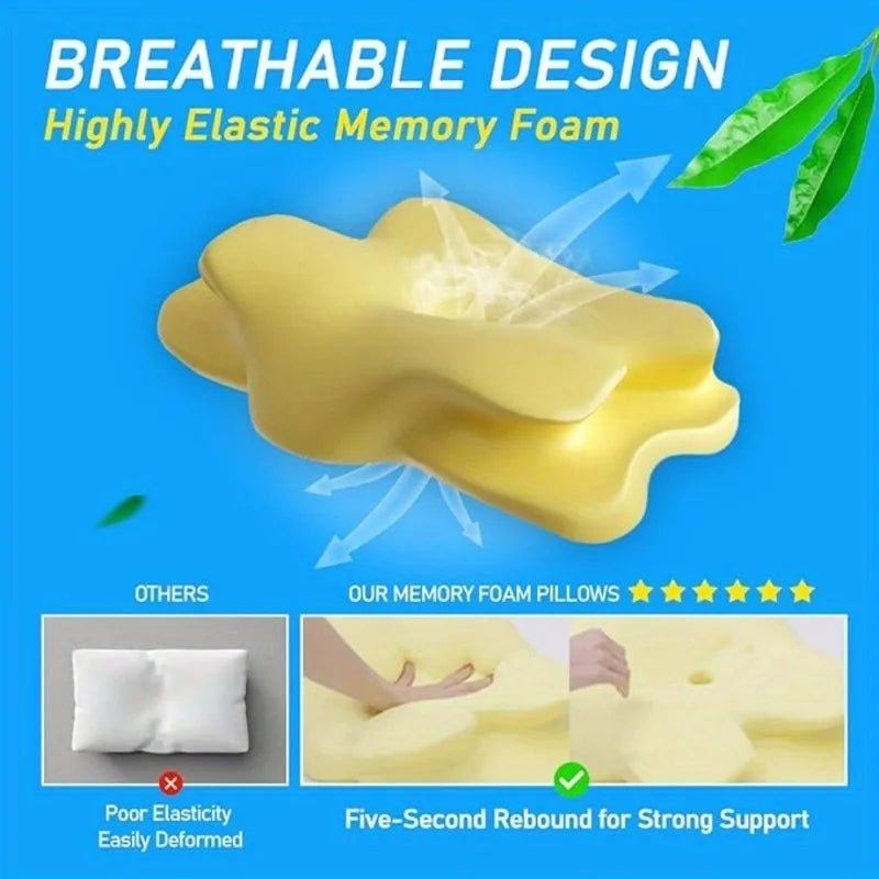 Contoured Memory Foam Pillow – Ergonomic Neck Support