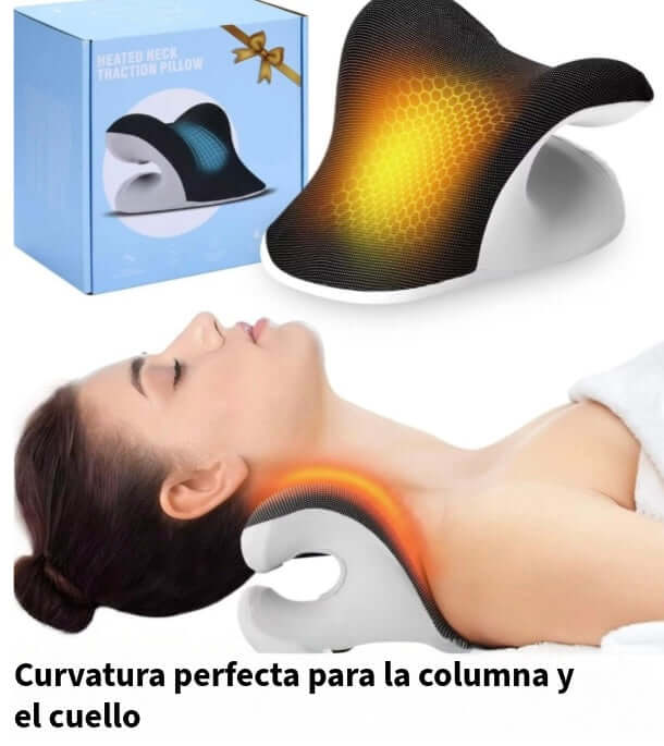 Almohada Cervical Ortopédica de Tracción con Masaje, Corrector de Curvatura, Alivio de Dolor de Cuello y Espalda